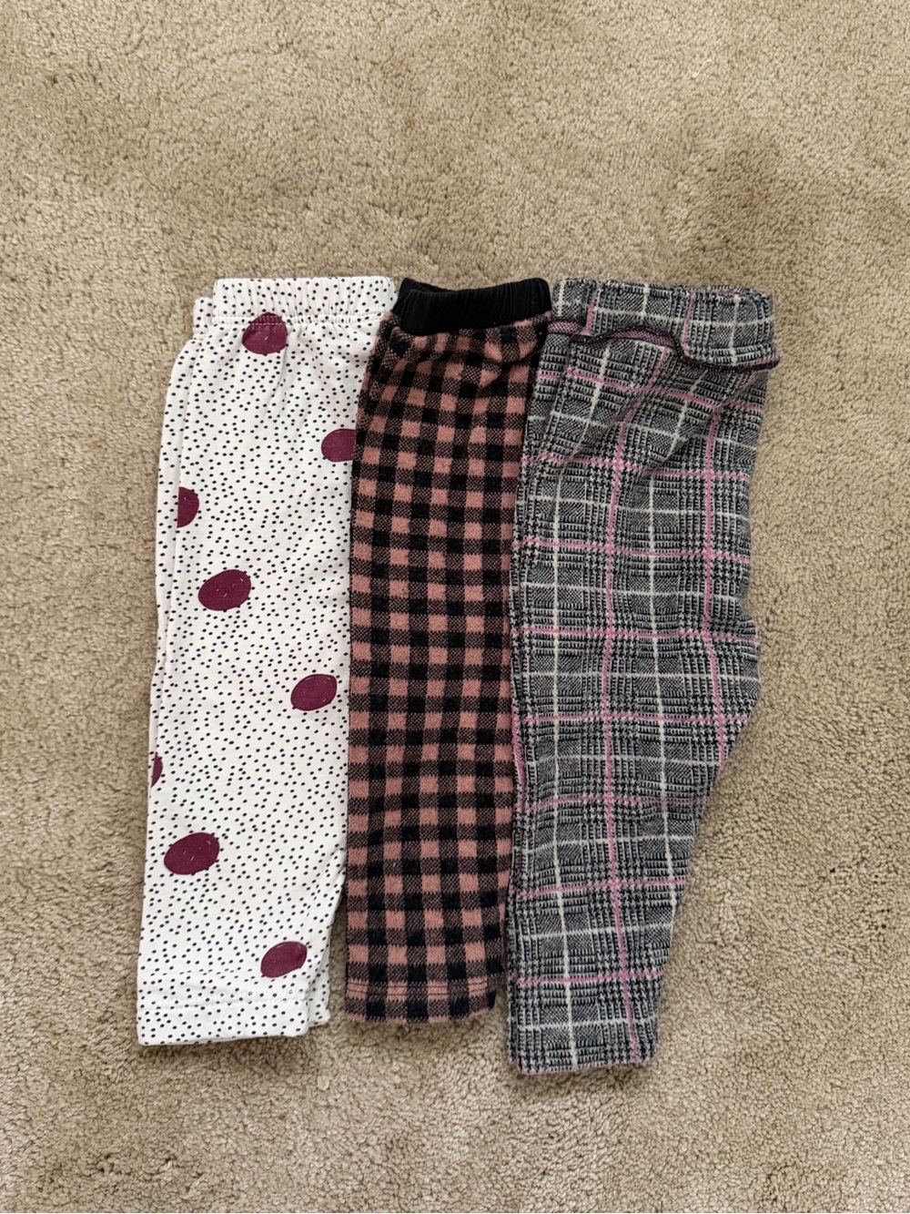 Zara Kids Pajama Bottoms Trio in White, Burgundy, Black, Pink and Gray